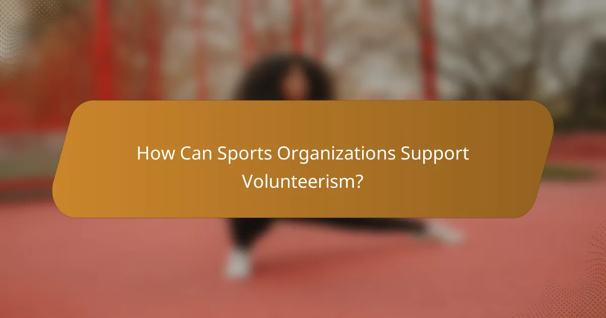 How Can Sports Organizations Support Volunteerism?
