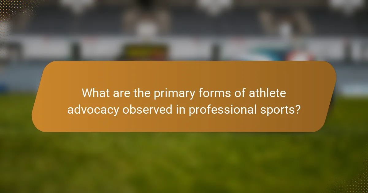What are the primary forms of athlete advocacy observed in professional sports?